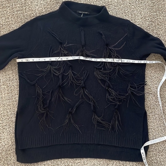 Luisa Cerano navy wool blend feather sweater size 6 - Picture 10 of 11